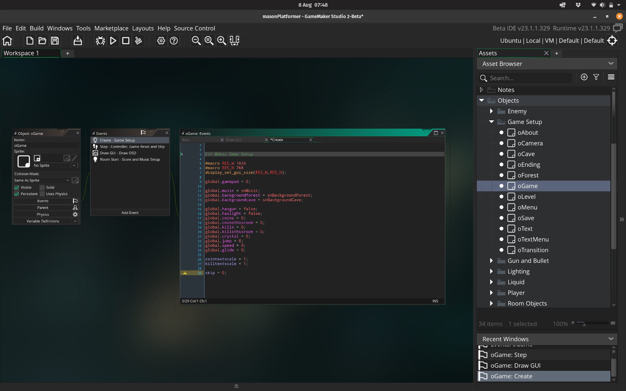 How to create Dino game in GameMaker studio 2 source code.